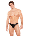 Zeus Wet Look Zipper Thong Black (Mens) by  AL -
