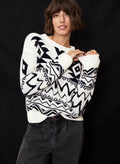 Zhuri Recycled Wool Blend Jumper - Antique White & Caviar Black Baukjen