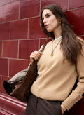 Zucca Wool Blend Crew Neck Jumper - Taupe Baukjen